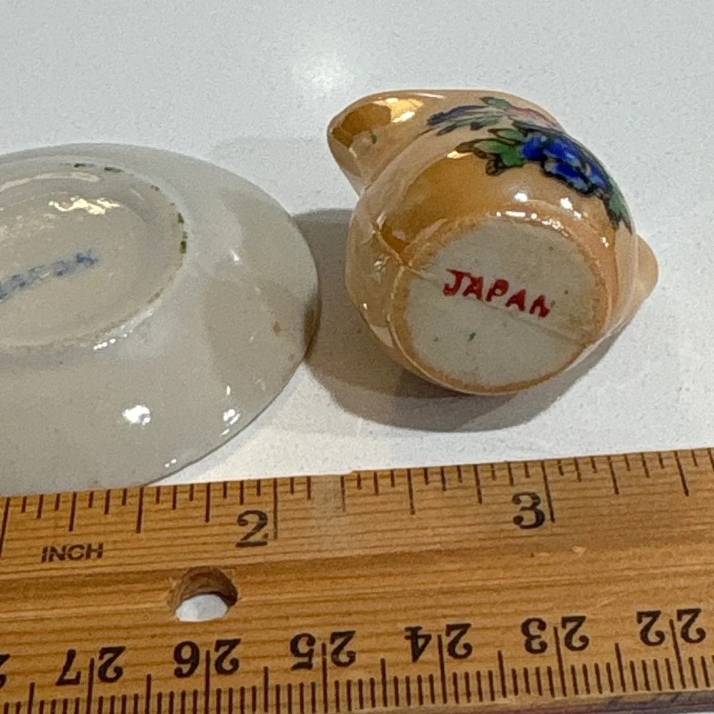 Vintage Miniature Creamer and Saucer Set Japan Floral Design‎ Dollhouse
